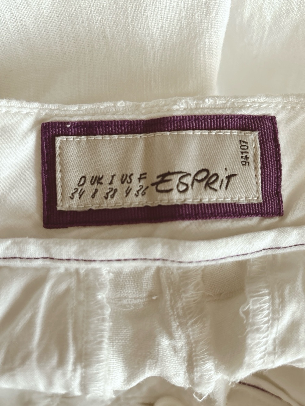Esprit Women’s White Linen Pants Straight Leg Coastal Summer Nautical Vacation - Picture 12 of 13